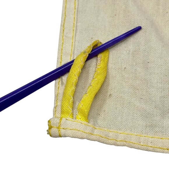 Vintage Embroidered Sad Clown Tea Towel Orange Yellow Trim Miercoles MX 16x18 - Picture 9 of 15